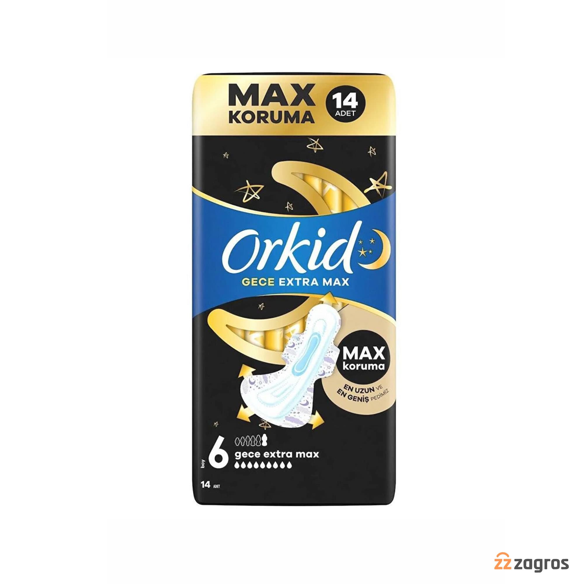 نوار بهداشتی ویژه شب ارکید Orkid مدل Gece Extra Max سایز 6 بسته 14 عددی