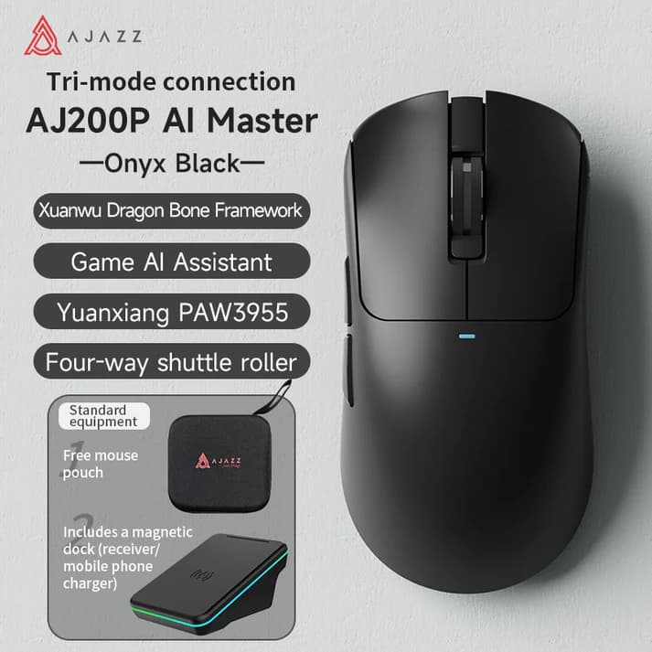 موس AJAZZ AJ200P AI MASTER Tri-Mode Black — تصویر ۹