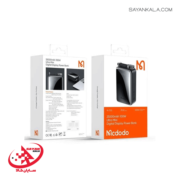 پاور بانک مک دودو مدل POWER BANK MCDODO MC 0561 PD/QC DIGITAL DISPLY 25000mAH 100W BLACK