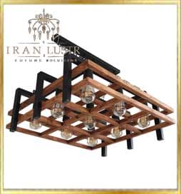 لوستر چوب و فلز 500570 – نه شعله