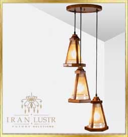 لوستر آویز چوبی سه شعله هانا دارکار