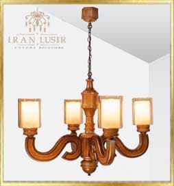 لوستر چوبی اسپانیش دارکار چهار شاخه