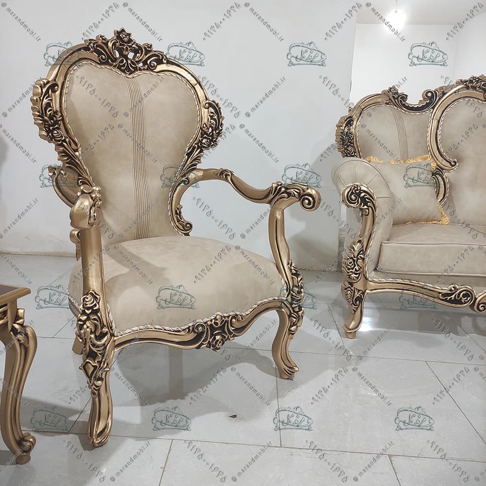 مبل سلطنتی دسته چوبی فلامینگو — تصویر ۲