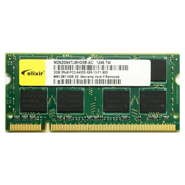 رم استوک لپ تاپی ۲ گیگ DDR2 الیکسیر مدل elixir 2GB 2Rx8 PC2-6400S-555-13-F1-800