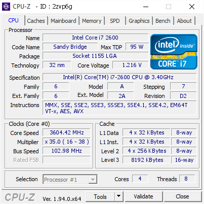 پردازنده استوک CPU Intel Core-i7 2600 — تصویر ۳