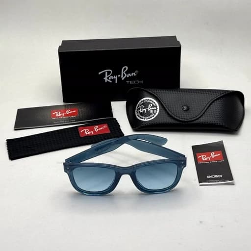 عینک آفتابی ریبن ویفرر ریورس آبی به همراه پک کامل rayban