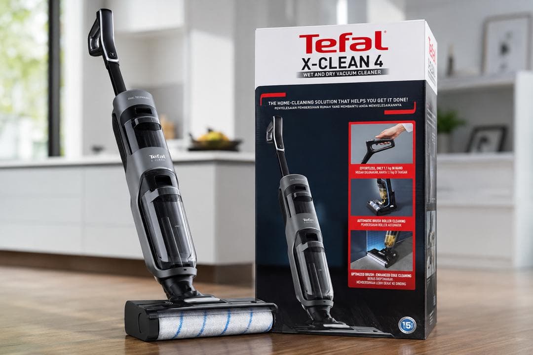 جارو زمینشوی و کفشوی شارژی تفال مدل Tefal X-Clean 4 GF5035 — تصویر ۲