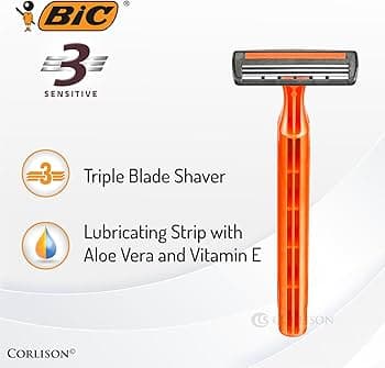 خودتراش سه لبه بیک BIC برای آقایان مناسب پوست حساس اصل فرانسه بسته 6 عددی — تصویر ۵