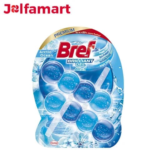 قرص بوگیر توالت فرنگی ژله ای برف Bref مدل all in 1 با رایحه نسیم اقیانوس — تصویر ۸
