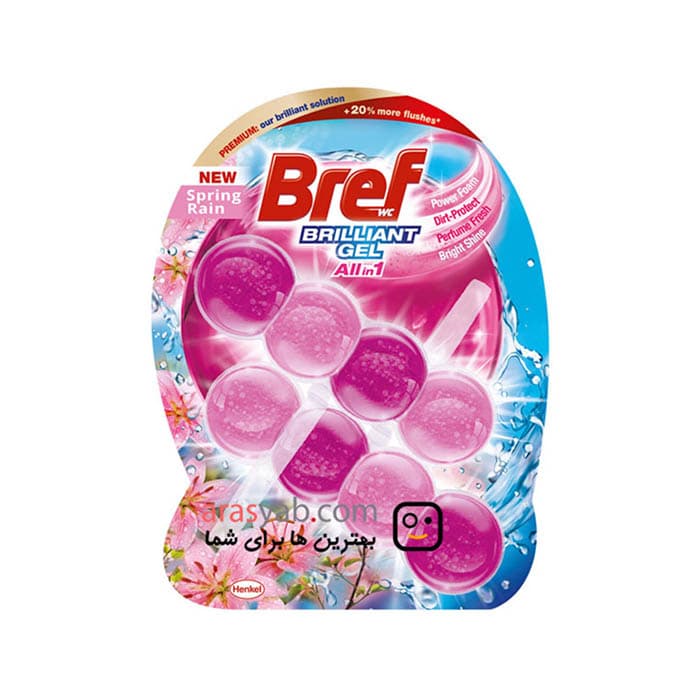 قرص خوشبو کننده Allin1 توالت فرنگی برف BREF با رایحه باران بهاری spring rain — تصویر ۵