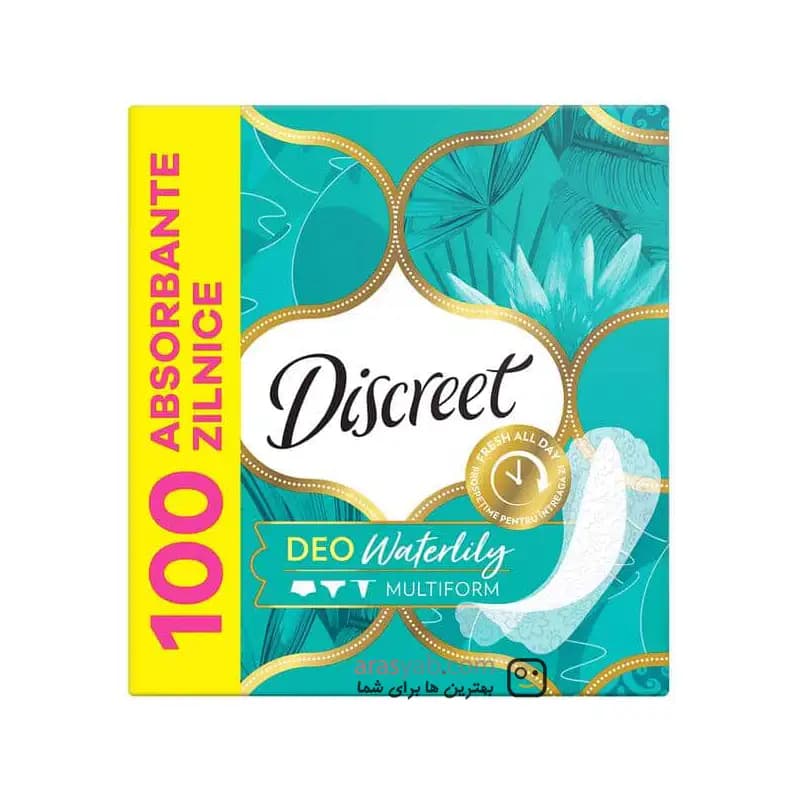 پد روزانه معطر دیسکرت Discreet سری zone plus با رایحه نیلوفر آبی بسته 100 عددی — تصویر ۵