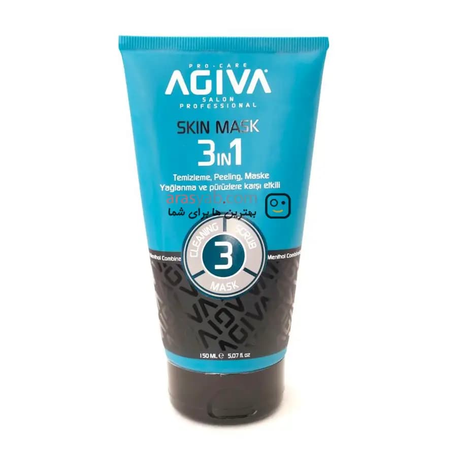 ماسک صورت آگیوا Agiva مدل 3in1 حاوی سالیسیلیک اسید برای انواع پوست حجم 150 میل — تصویر ۲