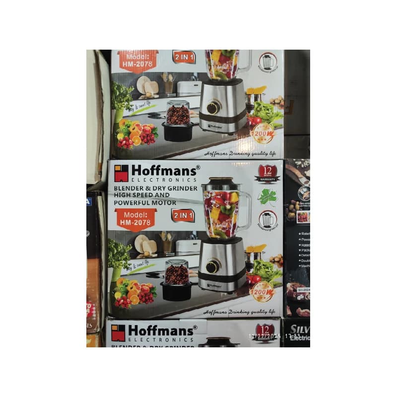 مخلوط‌کن و آسیاب هافمنز مدل HM-2078؛ توان 1200 وات، دوکاره + گارانتی ۱۲ماهه — تصویر ۴