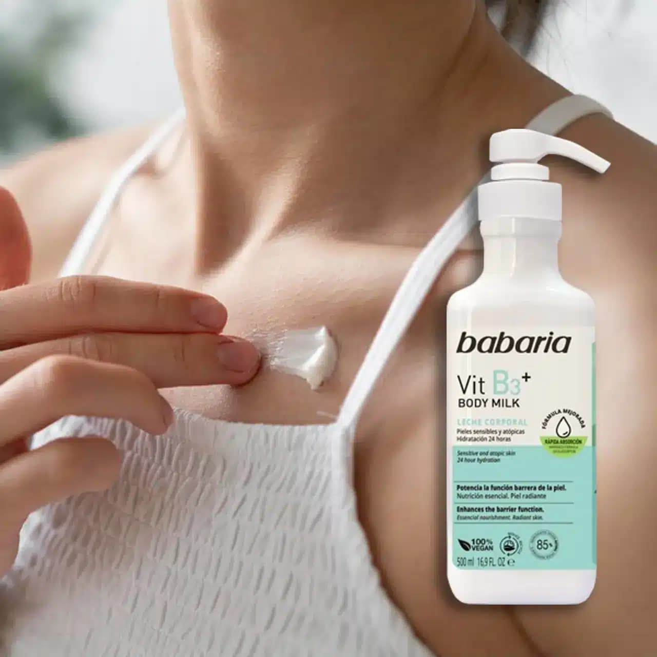 لوسیون بدن ویتامین B3 باباریا مدل body milk برای پوست حساس حجم 500 میل — تصویر ۱۰