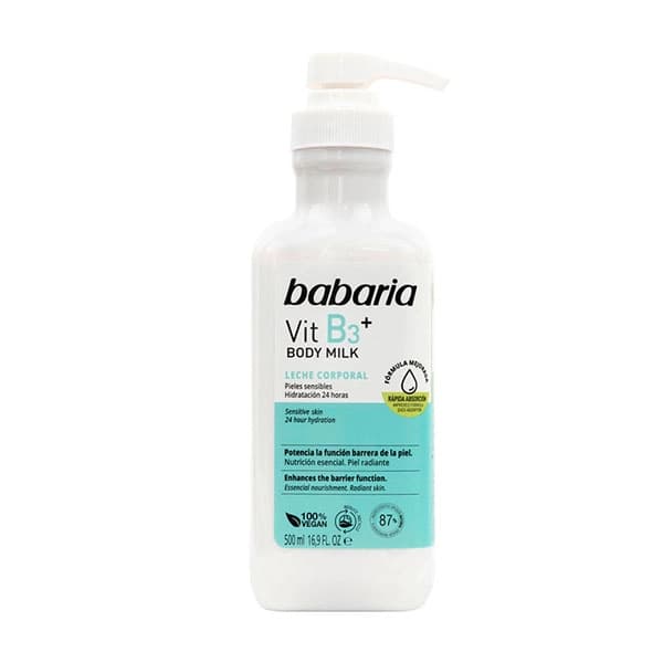 لوسیون بدن ویتامین B3 باباریا مدل body milk برای پوست حساس حجم 500 میل — تصویر ۵