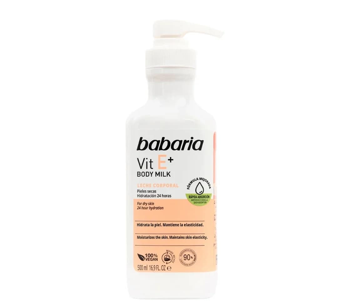 لوسیون بدن ویتامین E باباریا babaria مدل body milk برای پوست خشک حجم 500 میل — تصویر ۱۰