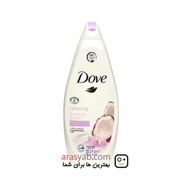 شامپو بدن شیر نارگیل داو Dove حاوی گلبرگ های یاس حجم 750 میل