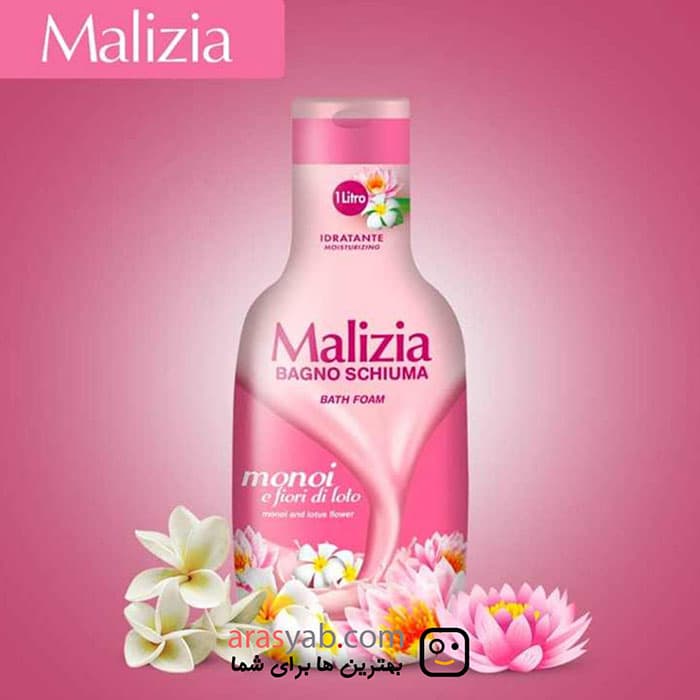 شامپو بدن malizia مالیزیا حاوی نیلوفر سفید و یاس monoi حجم 1000 میل — تصویر ۳