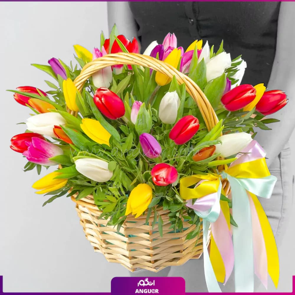 سبد گل لاله رژین
