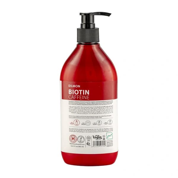 شامپو ضد ریزش دیلمون حاوی کافئین و بیوتین 385 میلی لیتر Dilmon Biotin