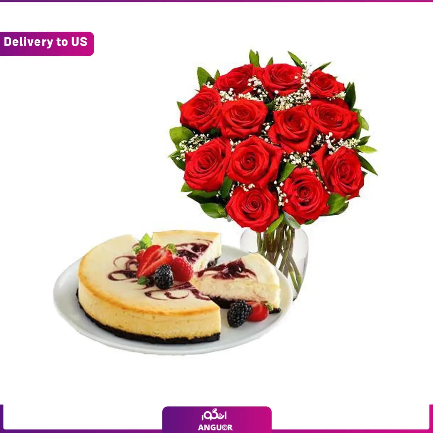 (Delivery to USA) Roses with Berry Chocolate — تصویر ۲