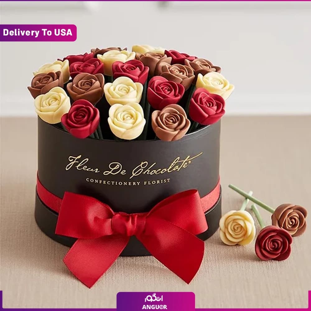 باکس رز شکلاتی بلژیکی تم عاشقانه (تحویل در امریکا) — تصویر ۶