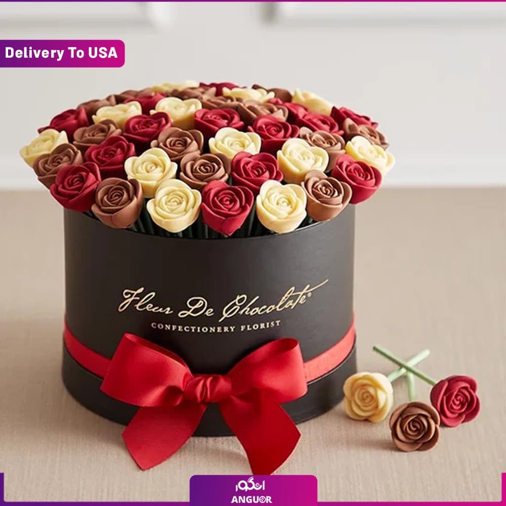 باکس رز شکلاتی بلژیکی تم عاشقانه (تحویل در امریکا) — تصویر ۴