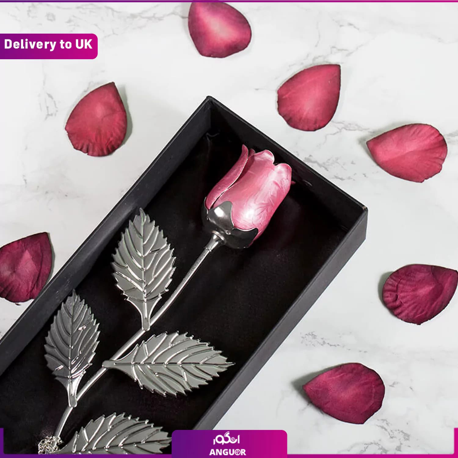 Personalised Silver Plated Rose (Delivery to UK) — تصویر ۴