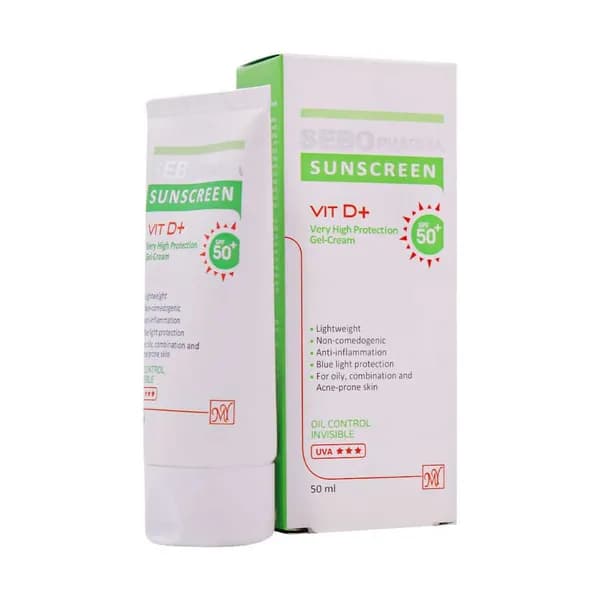 کرم ضدآفتاب SPF50 فاقد چربی بی رنگ سبوفارما 50 میلی لیتر Sebo Pharma