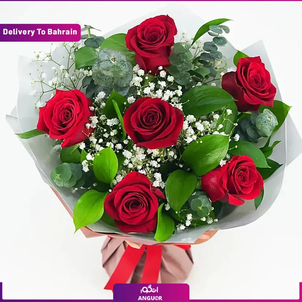 Bunch Of Beautiful 6 Red Roses (Delivery in Bahrain) — تصویر ۳