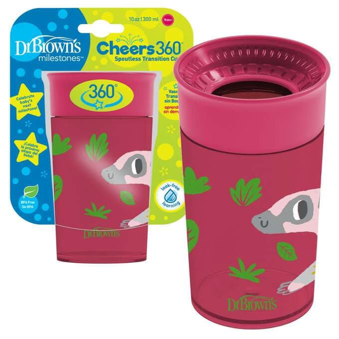 لیوان آبخوری 360 درجه 300 میل 9+ ماه دکتر براون صورتی tc01096 Dr Brown’s