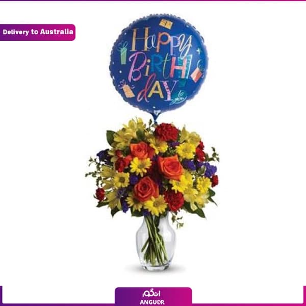 Balloon With Flower Bouquet (Delivery in Australia)