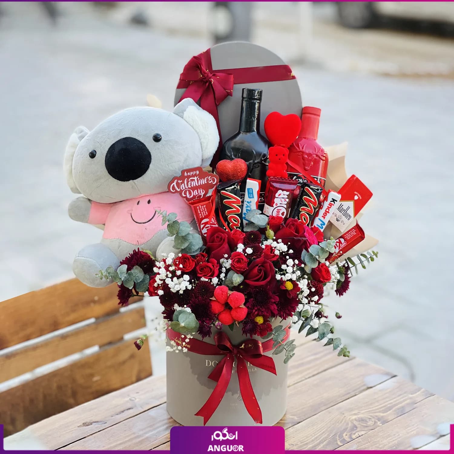 باکس ولنتاین گل،عروسک و شکلات