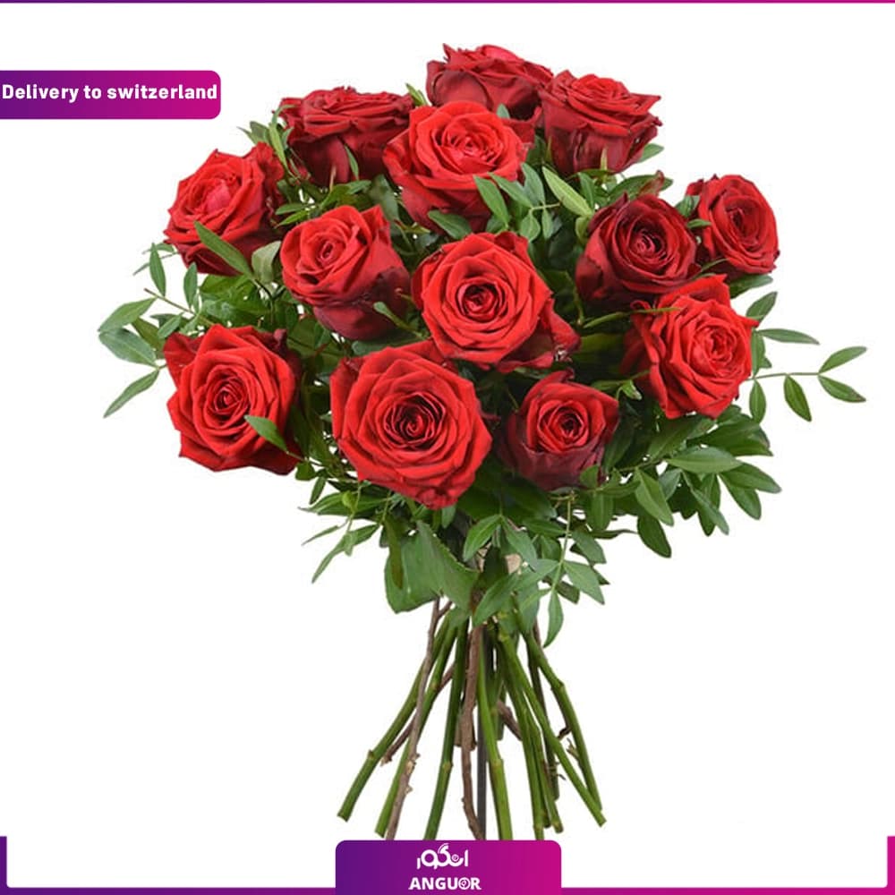 دسته گل رز قرمز 10 شاخه (تحویل در سوئیس) — تصویر ۲