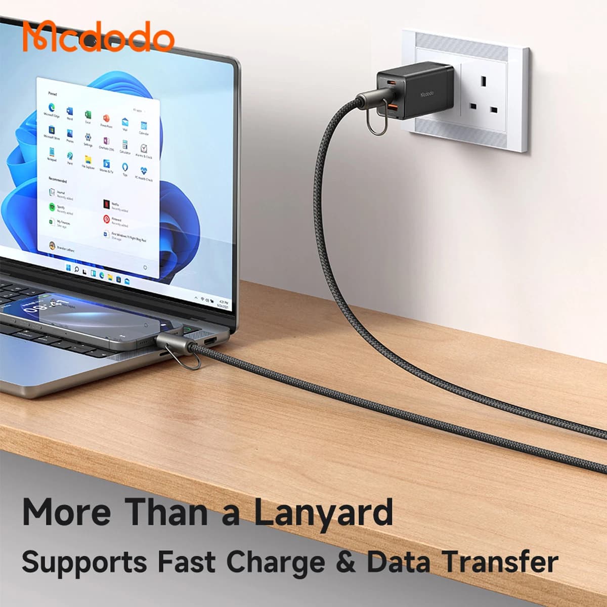 بند آویز موبایل کابل شارژ 36 وات Type-C به Lightning مک دودو مدل Mcdodo CA-682 طول 1.2 متر — تصویر ۴