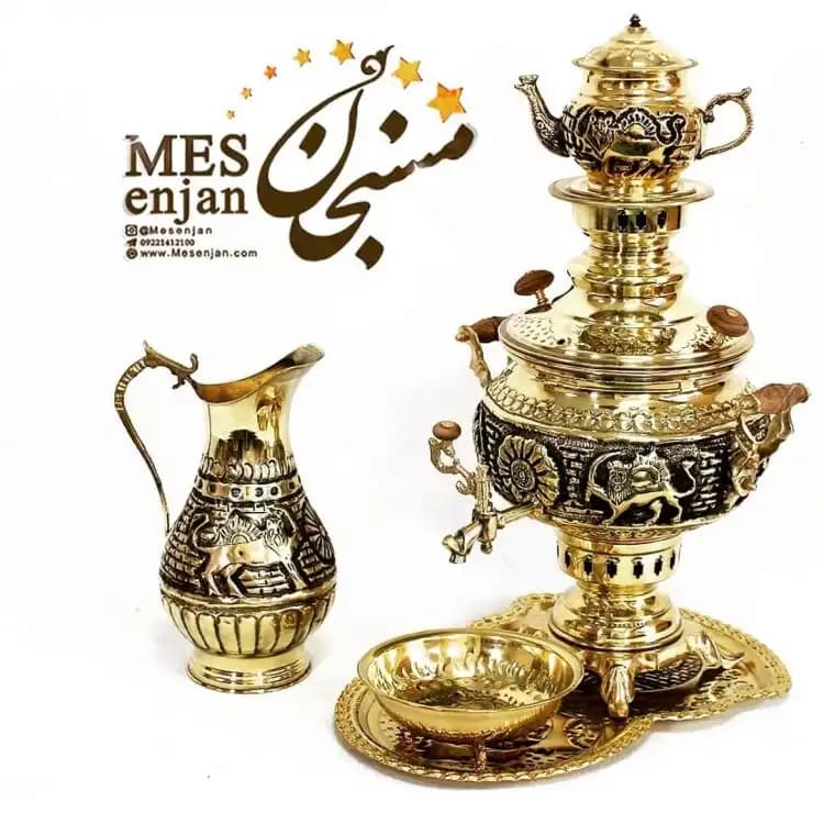 سماور سیاه قلم برنجی — تصویر ۳