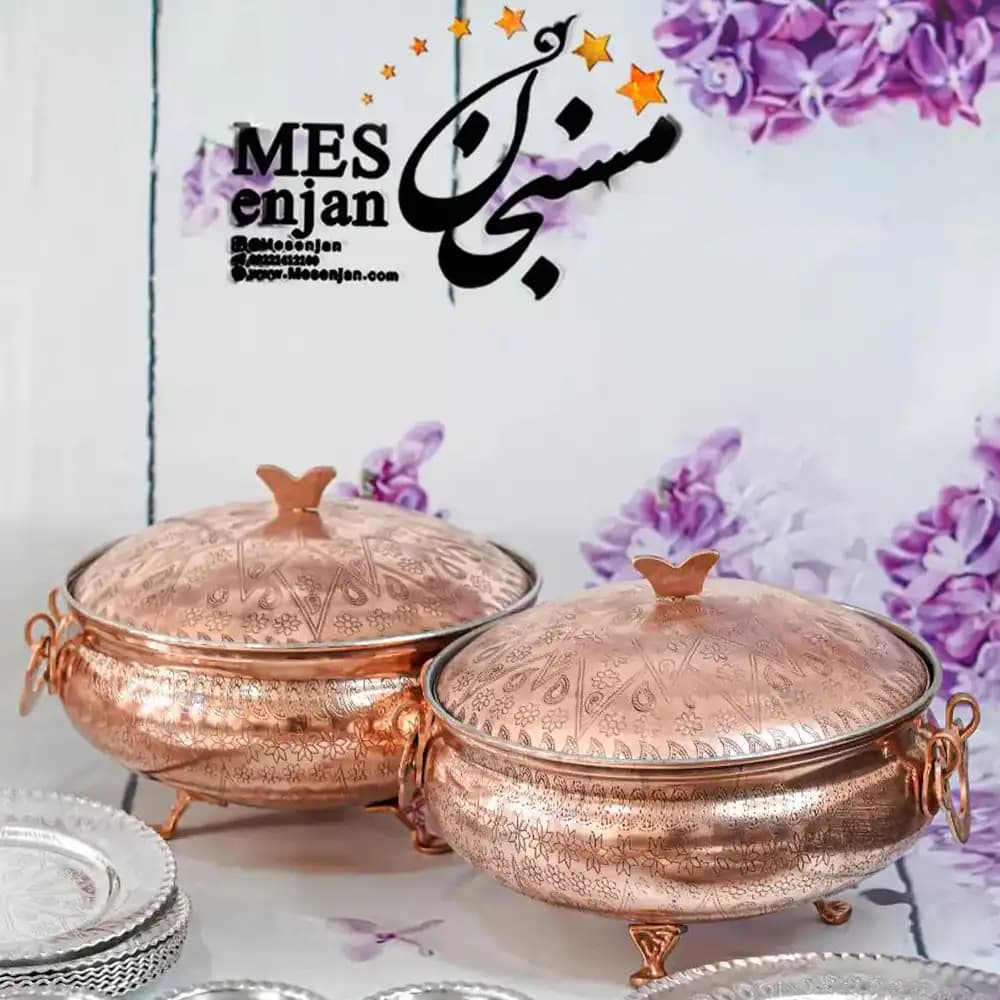 آجیل خوری/سوپ خوری قلمکاری مسی — تصویر ۲
