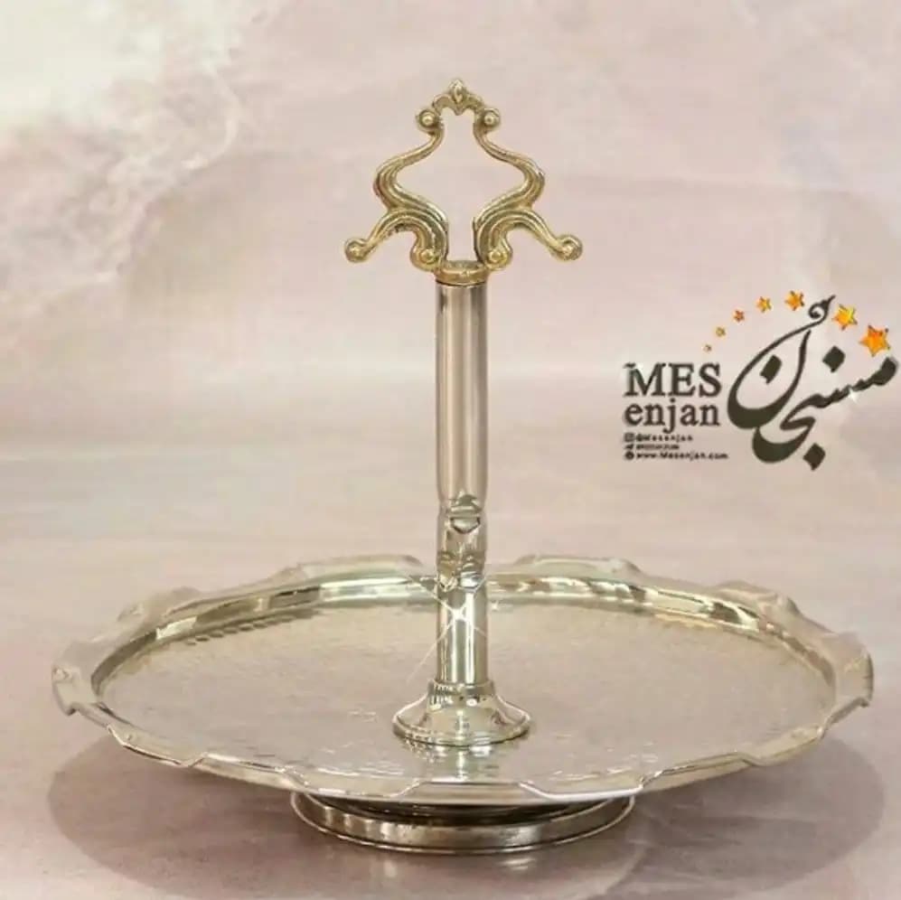شیرینی خوری میله ای کروم دو طبقه