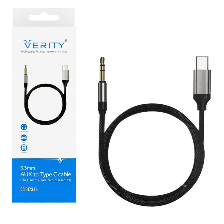 کابل تبدیل AUX به Type-C برند VERITY مدل 3173TB