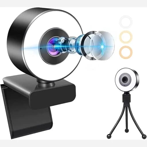 وب کم رینگ لایت دار با کیفیت تصویر 2k مگاپیکسلی4 اورجینال امازون المان