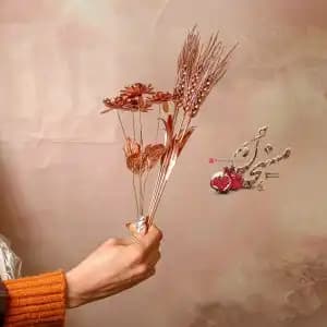 شاخه گل و گندم مسی