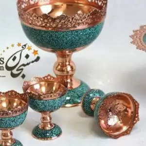 آجیل خوری فیروزه کوبی مسی لبه توری