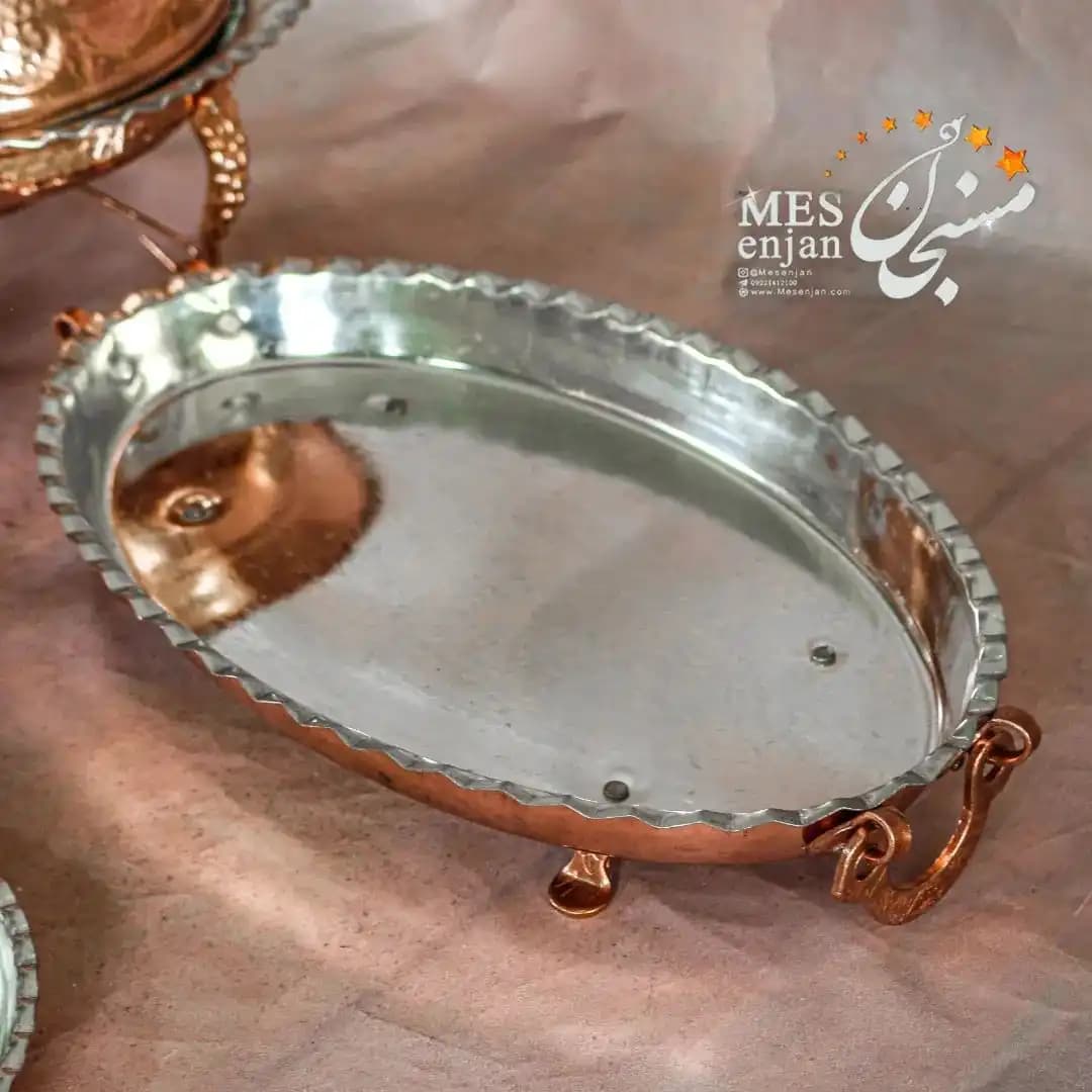 دیس بیضی پایه کوتاه مسی گوشواره دار — تصویر ۲