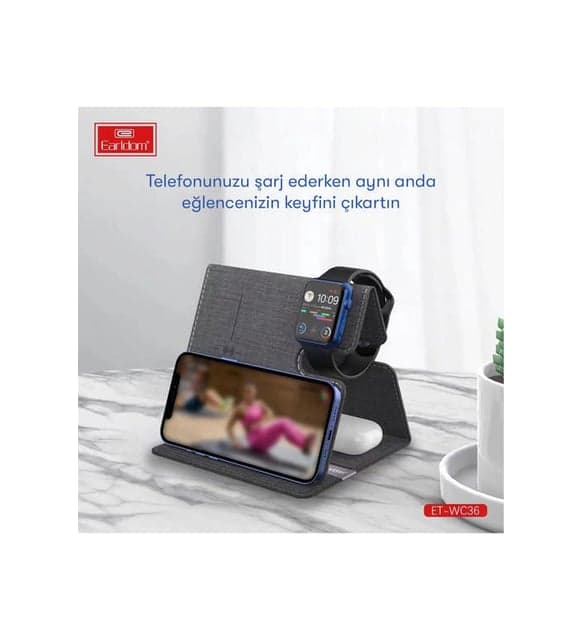 پایه شارژ بی سیم دسکتاپ earldom wc36 3in1 15w — تصویر ۱۲