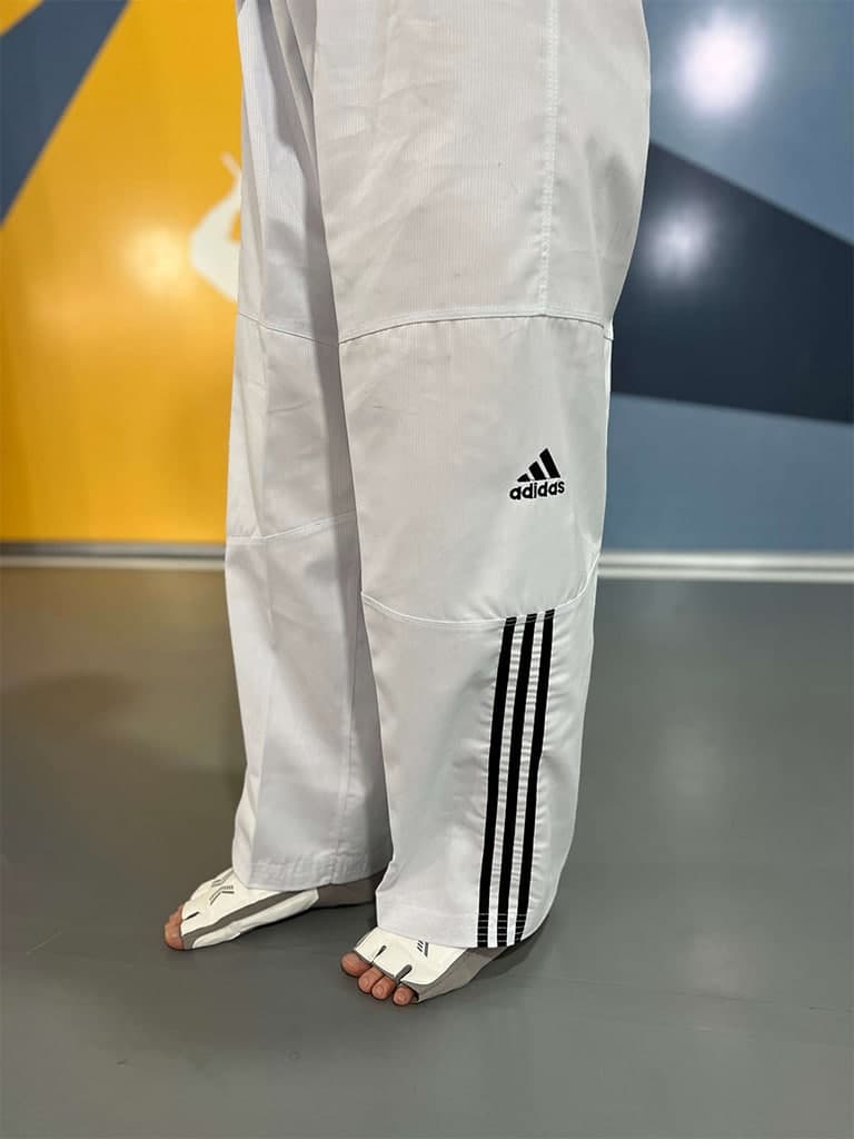 شلوار تک تکواندو سفید طرح فایتر آدیداس Adidas
