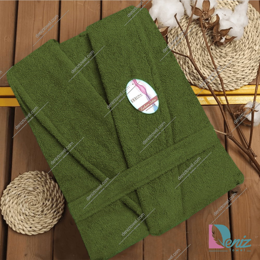 حوله تن پوش سوپر سایز طرح کارن رنگ زیتونی تیره