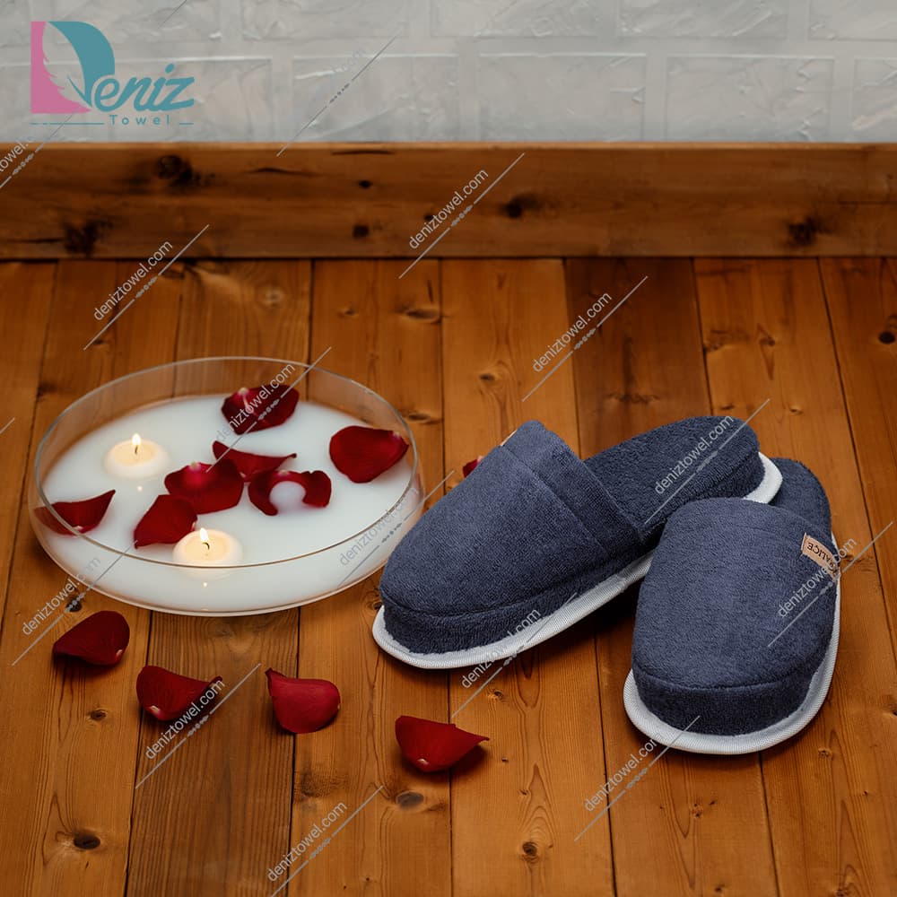 دمپایی حوله ای طرح کرالیچ رنگ نوک مدادی تیره