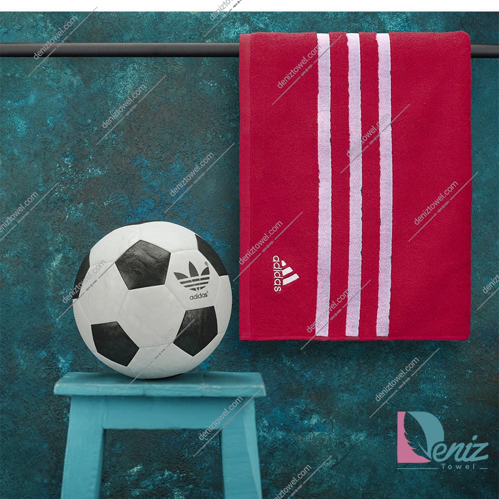 حوله ورزشی adidas زرشکی سفید بزرگ