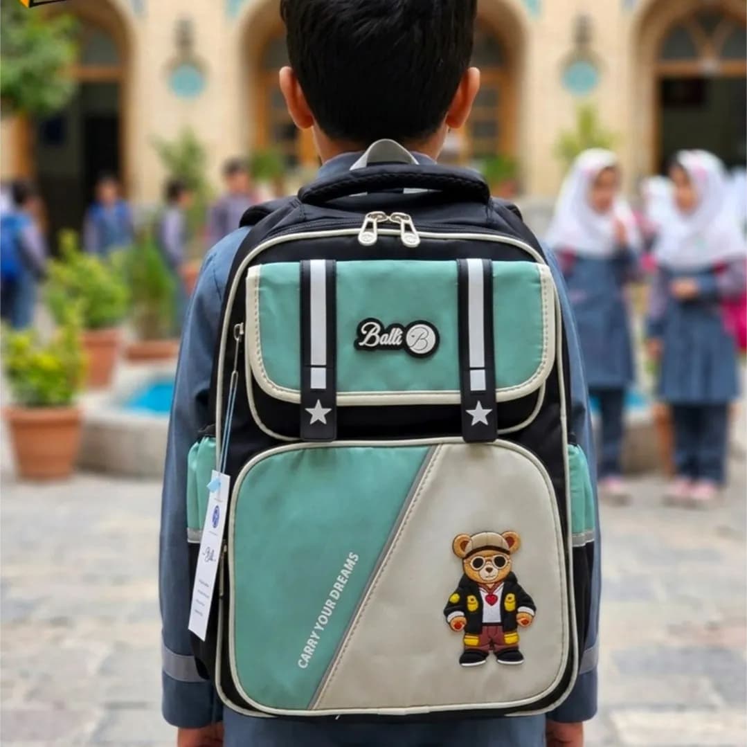 کوله پشتی پسرانه طرح تدی مناسب پیش دبستانی و دبستان پارچه خارجی وارداتی — تصویر ۷