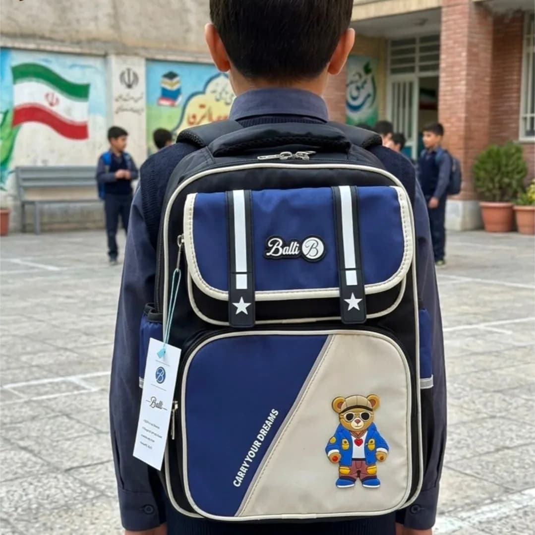 کوله پشتی پسرانه طرح تدی مناسب پیش دبستانی و دبستان پارچه خارجی وارداتی — تصویر ۵